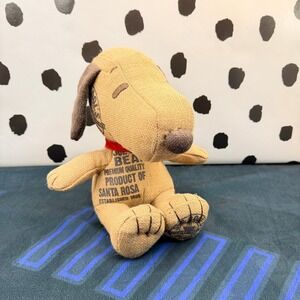 Peanuts Snoopy Coffee Sack Burlap Plush Joe Cool Santa Rosa Stamped Dog 8"